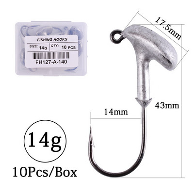 10 tk/karp 2,5 g 3,5 g 5 g 7 g 10 g 14 g 18 g trumlipea konks Jig Bait püügikonks pehme peibutuskonksu jaoks.