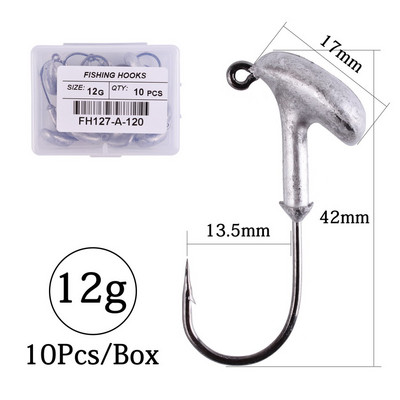 10 tk/karp 2,5 g 3,5 g 5 g 7 g 10 g 14 g 18 g trumlipea konks Jig Bait püügikonks pehme peibutuskonksu jaoks.