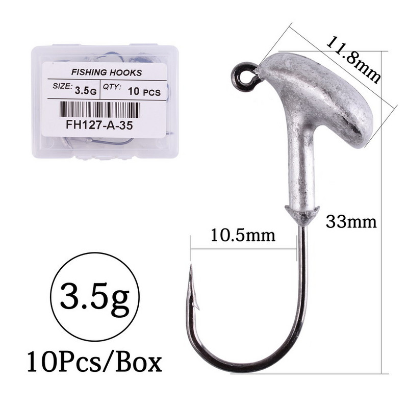 10 tk/karp 2,5 g 3,5 g 5 g 7 g 10 g 14 g 18 g trumlipea konks Jig Bait püügikonks pehme peibutuskonksu jaoks.