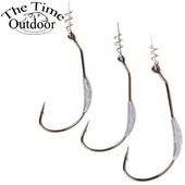 The Time 5db súlyozott csigahorog szénacél offset ívelt szárú horgász széles résű horgászhorgok puha műanyag csalikhoz, csali basszus