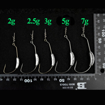 The Time 5pcs Weighted Worm Hook Ανθρακούχο χάλυβα Offset Καμπυλωτό στέλεχος Barb Wide Gap Ψαρέματα για μαλακά πλαστικά δολώματα Lure Bass