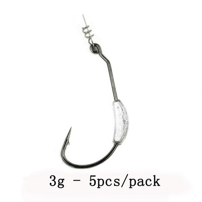 The Time 5db súlyozott csigahorog szénacél offset ívelt szárú horgász széles résű horgászhorgok puha műanyag csalikhoz, csali basszus