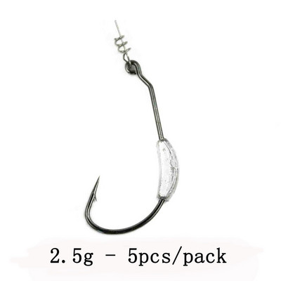 The Time 5db súlyozott csigahorog szénacél offset ívelt szárú horgász széles résű horgászhorgok puha műanyag csalikhoz, csali basszus