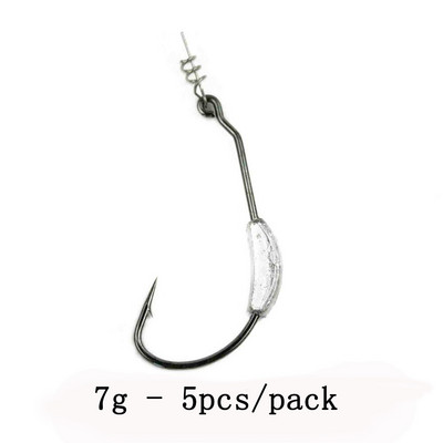 The Time 5db súlyozott csigahorog szénacél offset ívelt szárú horgász széles résű horgászhorgok puha műanyag csalikhoz, csali basszus