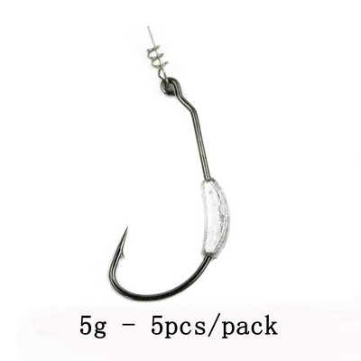 The Time 5db súlyozott csigahorog szénacél offset ívelt szárú horgász széles résű horgászhorgok puha műanyag csalikhoz, csali basszus