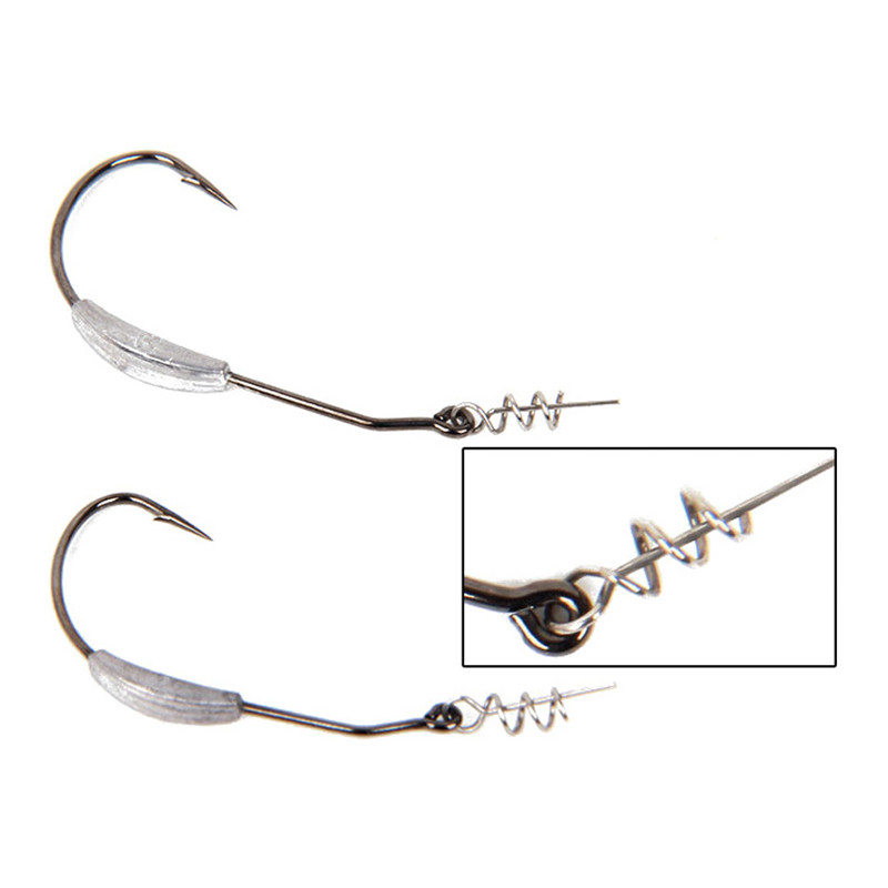 The Time 5db súlyozott csigahorog szénacél offset ívelt szárú horgász széles résű horgászhorgok puha műanyag csalikhoz, csali basszus