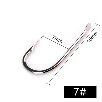 100 tk/partii Kõrge süsinikusisaldusega teras 521N õngekonksud Lamedad ümmargused painutatud konksud Karpkalapüügi tarvikud Peibutis Jig Pea okastkonks