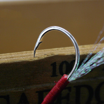 20 τμχ Assist Hook Αγκαθωτό Μονό Άγκιστρο Κλωστή Feather Jig Hook High Carbon Steel Κοντό PE Line Assist Fishing Hook Jig Head Hook