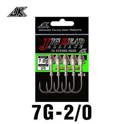 JK SH 3-5 τμχ/συσκευασία Lead Head Hooks 3g-21g 2X Ισχυρό μαύρο επινικελωμένο, ανθεκτικό στη σκουριά, αλμυρό αγκίστρι ψαριού