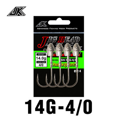 JK SH 3-5 τμχ/συσκευασία Lead Head Hooks 3g-21g 2X Ισχυρό μαύρο επινικελωμένο, ανθεκτικό στη σκουριά, αλμυρό αγκίστρι ψαριού