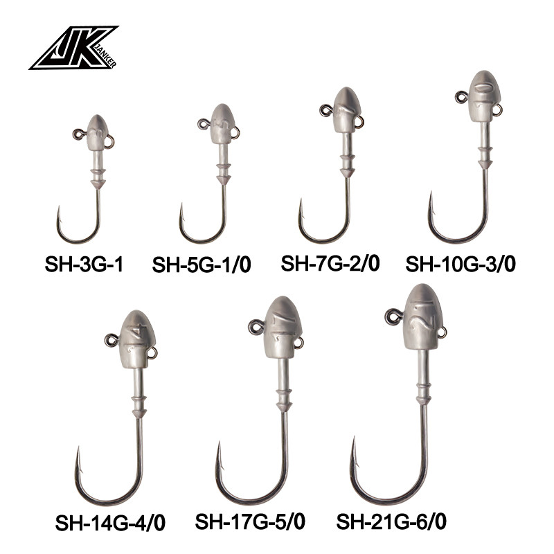JK SH 3-5 τμχ/συσκευασία Lead Head Hooks 3g-21g 2X Ισχυρό μαύρο επινικελωμένο, ανθεκτικό στη σκουριά, αλμυρό αγκίστρι ψαριού