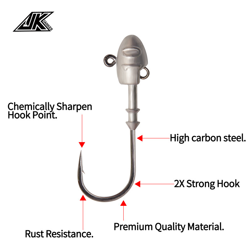 JK SH 3-5 τμχ/συσκευασία Lead Head Hooks 3g-21g 2X Ισχυρό μαύρο επινικελωμένο, ανθεκτικό στη σκουριά, αλμυρό αγκίστρι ψαριού