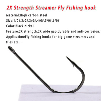 Vampfly Carbon Steel Αγκαθωτά Άγκιστρα Ψαρέματος 2x Strength Wide Gap Μεγάλο παιχνίδι Streamer Fly Hook Αλεξίπτωτο αλμυρού νερού γλυκού νερού Fishhook