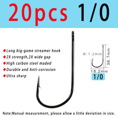 Vampfly süsinikterasest okastkonksud, 2x tugevusega, laia vahega, suur ulukilindiga lendkonks, merevee magevee õngekonksud