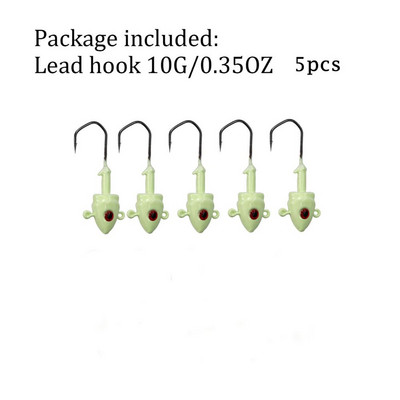 5db Glow Fishing Jig fejek 7g 10g 14g 20g Horgászhorog ólom Jig Lure Kemény csali Puha Worm horgászfelszerelés tartozékok