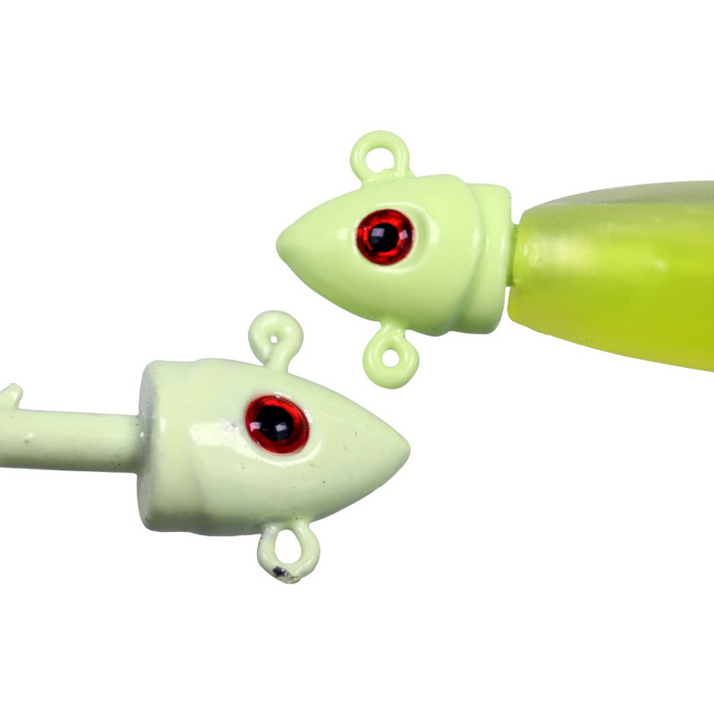 5db Glow Fishing Jig fejek 7g 10g 14g 20g Horgászhorog ólom Jig Lure Kemény csali Puha Worm horgászfelszerelés tartozékok