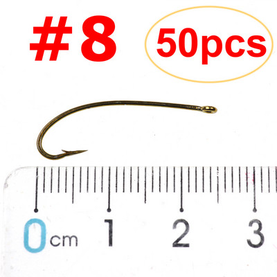50 ΤΕΜ/Συσκευασία Long Shank Curve Fishing Fly Hook Stonefly Nymph Δέσιμο γάντζο Stimulator Flies Hook Bronzed Μέγεθος 8 10 12 14 16 Barbed