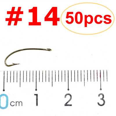50 ΤΕΜ/Συσκευασία Long Shank Curve Fishing Fly Hook Stonefly Nymph Δέσιμο γάντζο Stimulator Flies Hook Bronzed Μέγεθος 8 10 12 14 16 Barbed