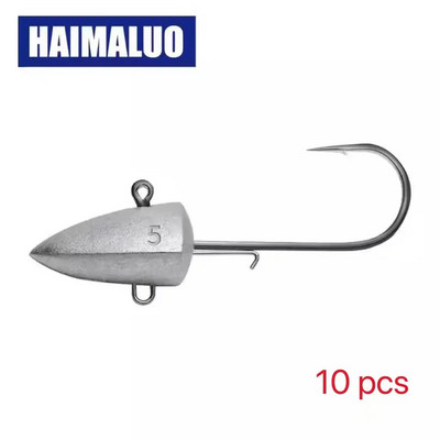 HAIMALUO Dart Jighead Fishhooks Tārpu makšķerēšanas āķis Soft Lure Jig Head mākslīgā ēsma Makšķerēšanas piederumi līdakas zivs.10GAB