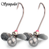 Spinpoler horgászfúrófejek propellerrel, kerek golyós horoggal Crappie Wallleye Jigs fejek horgok basszushoz édesvízi sósvíz