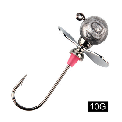 Spinpoler horgászfúrófejek propellerrel, kerek golyós horoggal Crappie Wallleye Jigs fejek horgok basszushoz édesvízi sósvíz