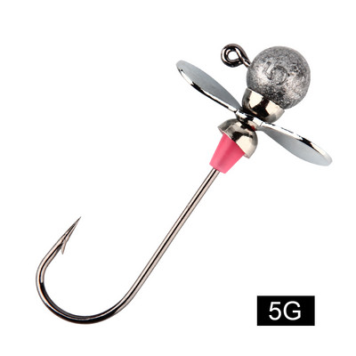 Spinpoler horgászfúrófejek propellerrel, kerek golyós horoggal Crappie Wallleye Jigs fejek horgok basszushoz édesvízi sósvíz