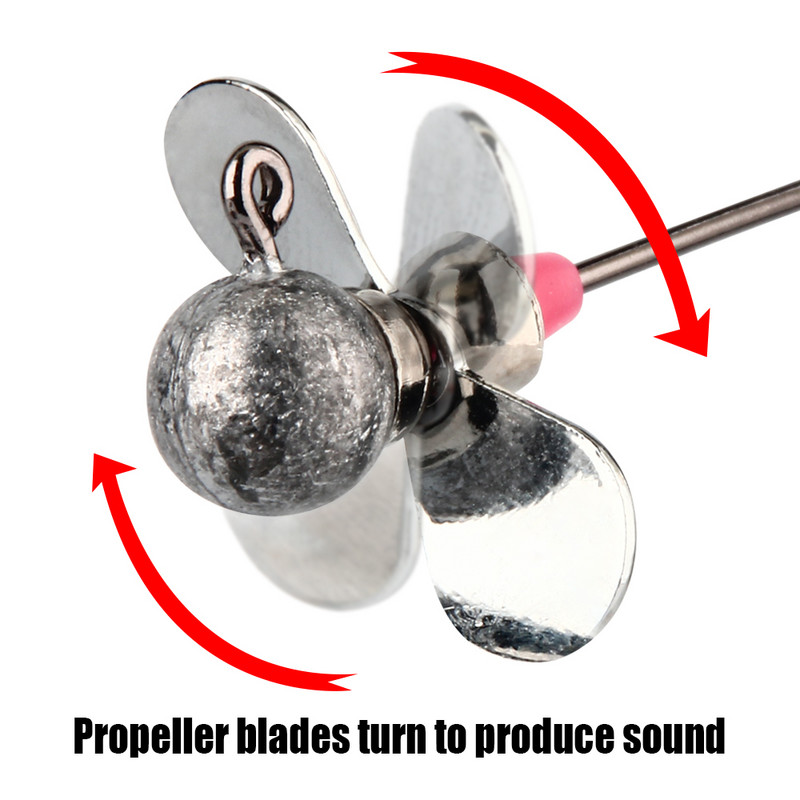 Spinpoler horgászfúrófejek propellerrel, kerek golyós horoggal Crappie Wallleye Jigs fejek horgok basszushoz édesvízi sósvíz