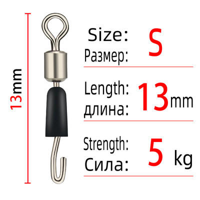 TIANNSII Бързосменяема щракалка с гумена втулка, въртящ се въртящ се конектор, щракалки, Щипка за въдица Риболовни аксесоари Стоки