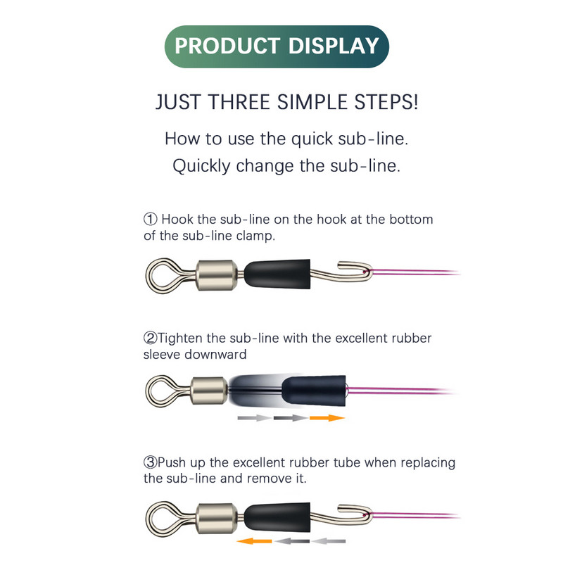 TIANNSII Бързосменяема щракалка с гумена втулка, въртящ се въртящ се конектор, щракалки, Щипка за въдица Риболовни аксесоари Стоки