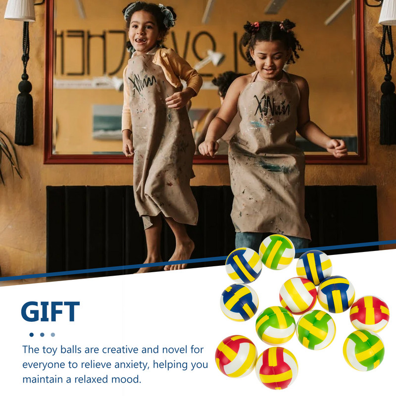 12 gab Bumbiņas Mini Stress Squeeze Rotaļlietas Bērni Smieklīgi Dekompresijas Sports Volejbols Futbols Mazas Biroja Rotaļlietas Interesanti