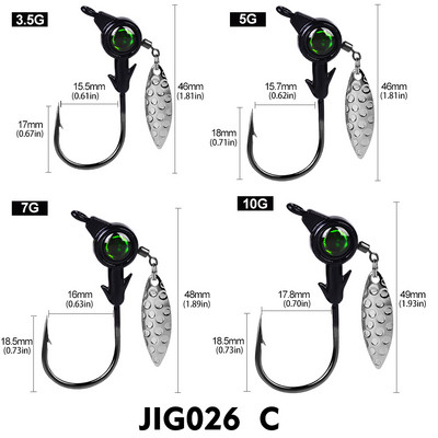 PROBEROS 5 bucăți cârlige de pescuit ponderate 3,5 g-5 g-7 g-10 g cârlig cu cap de jig Spinner lingură cârlig ghimpat pentru pescuit cu paiete