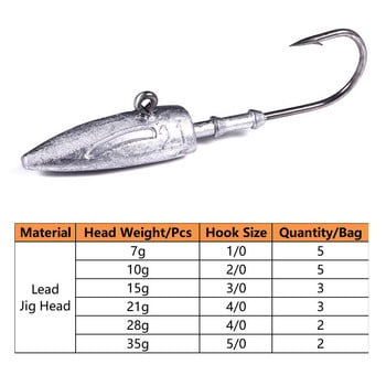 HENGJIA 7g 10g 15g 21g 28g 35g Lead Jig Head Crank Hooks for Soft Worm Swimbait Sea Fishing Tacking