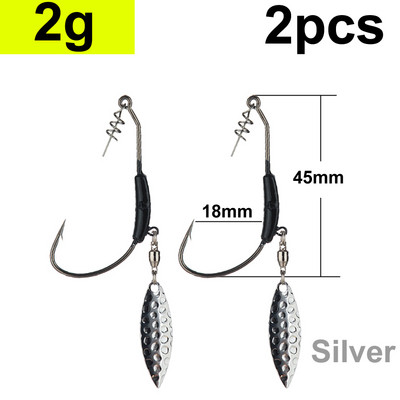 2tk Offset-õngekonksud Kaalutud vändakonks lusikaga litritega Konks kalakonksud, mis sobivad Texas Rigs kalastustarvetele