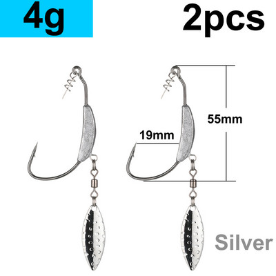 2tk Offset-õngekonksud Kaalutud vändakonks lusikaga litritega Konks kalakonksud, mis sobivad Texas Rigs kalastustarvetele