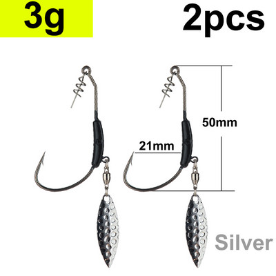 2tk Offset-õngekonksud Kaalutud vändakonks lusikaga litritega Konks kalakonksud, mis sobivad Texas Rigs kalastustarvetele