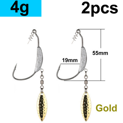 2tk Offset-õngekonksud Kaalutud vändakonks lusikaga litritega Konks kalakonksud, mis sobivad Texas Rigs kalastustarvetele