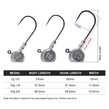 Noeby Jig Head 7g 10g 1/0 2/0 Ned Rig Head Hook Jig Worm риболовни куки за риболов на щука Bass Аксесоари Anzol