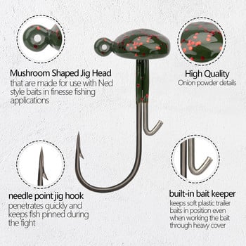 5 τμχ/παρτίδα Mushroom Jig Head Fishing Hook Weedless Fishing Ned Rig Bass Fishing Tackle Jig Head Set 3,5g 5g 7g