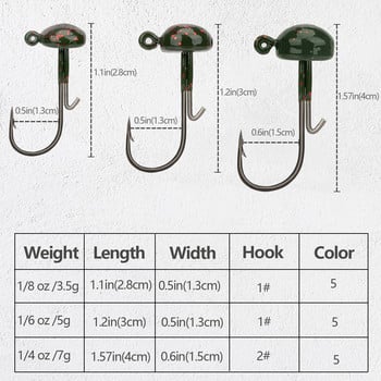 5 τμχ/παρτίδα Mushroom Jig Head Fishing Hook Weedless Fishing Ned Rig Bass Fishing Tackle Jig Head Set 3,5g 5g 7g