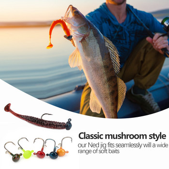 5 τμχ/παρτίδα Mushroom Jig Head Fishing Hook Weedless Fishing Ned Rig Bass Fishing Tackle Jig Head Set 3,5g 5g 7g