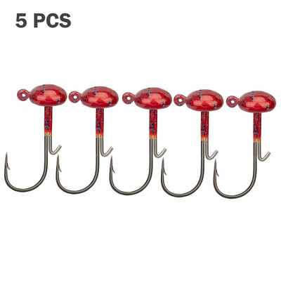 5db/tétel Gomba Jig Head horgászhorog Weedless Fishing Ned Rig Bass horgászfelszerelés Jig Head Set 3,5g 5g 7g