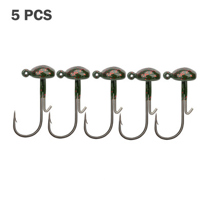 5db/tétel Gomba Jig Head horgászhorog Weedless Fishing Ned Rig Bass horgászfelszerelés Jig Head Set 3,5g 5g 7g