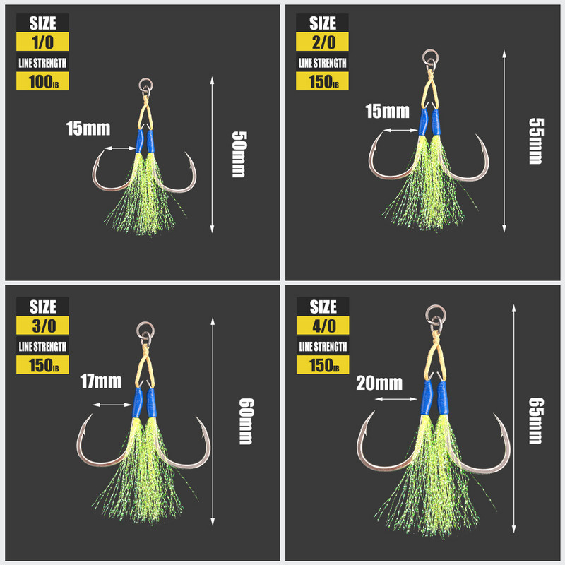 Jiggingpro High Carbon horgászhorog Sósvízi Slow Jig Assist horgok Tengeri horgásztartozékok 1/0 2/0 3/0 4/0