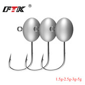 FTK 10 tk vänt Jig Head Konks kalakonks Mustad konks 1# 2# 4# 6# Head Jig Lure Kõva sööt Pehme ussikonks kalapüügiks