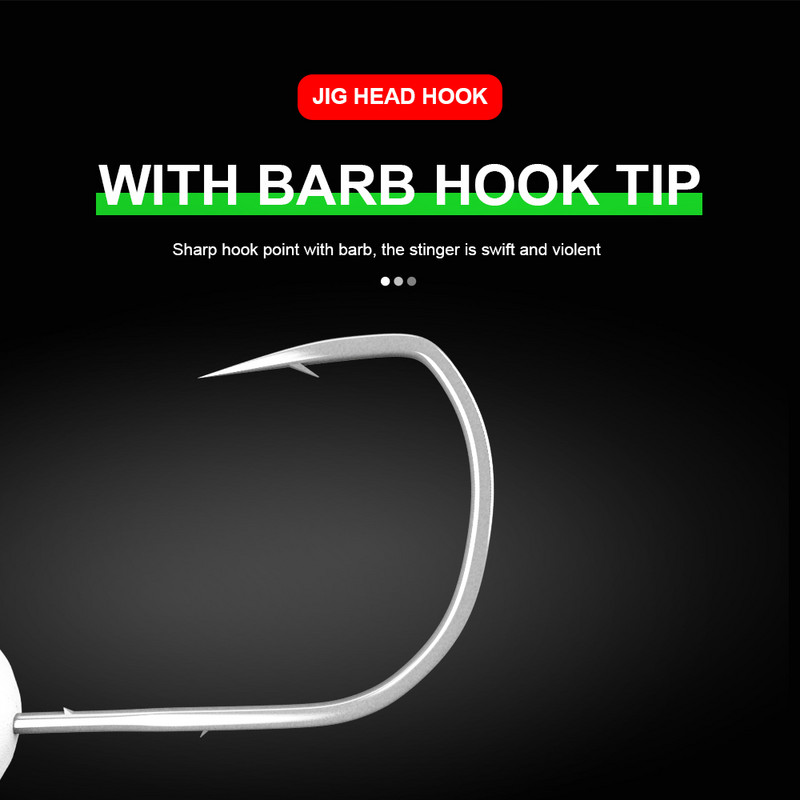 FTK 10db hajtókar Jig Head Hook Horgászhorog Mustad horog 1# 2# 4# 6# Head Jig Lure Kemény csali Puha Worm Jig Hook horgászathoz