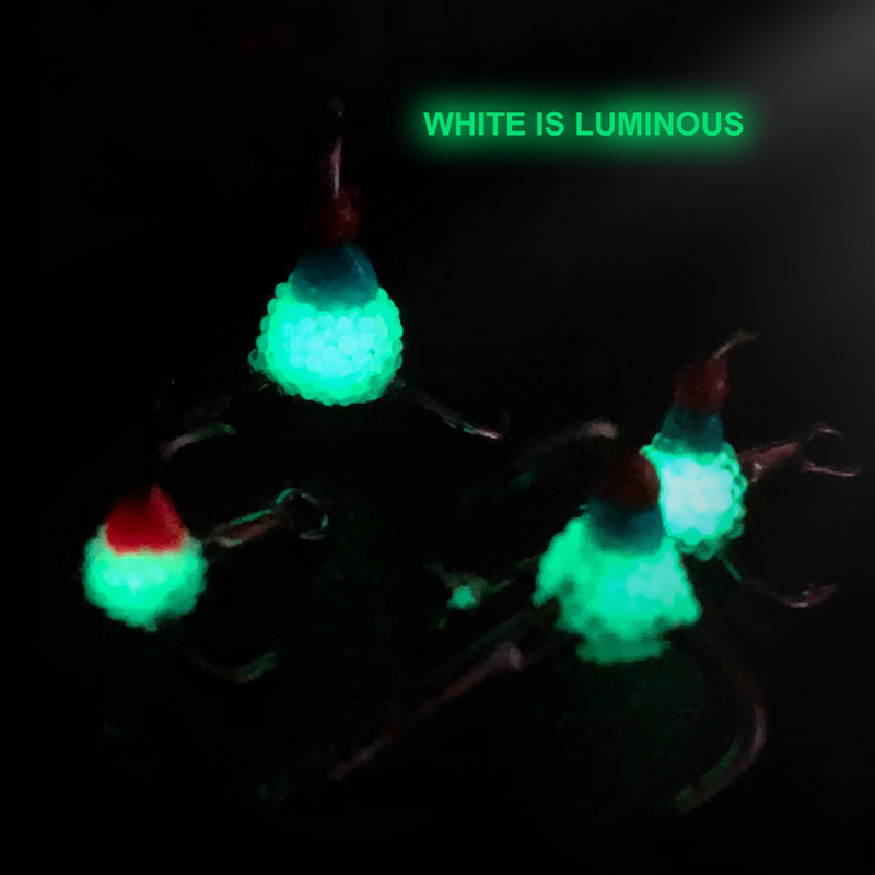 Fish King 5 bucăți cârlige de pescuit pe gheață de iarnă din oțel cu conținut ridicat de carbon cu carcasă din plastic Cârlig cu trei fălci Accesorii pentru pescuit în aer liber