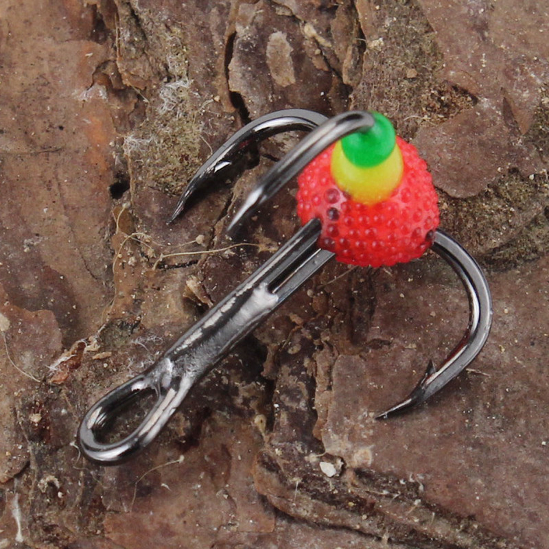 Fish King 5 bucăți cârlige de pescuit pe gheață de iarnă din oțel cu conținut ridicat de carbon cu carcasă din plastic Cârlig cu trei fălci Accesorii pentru pescuit în aer liber