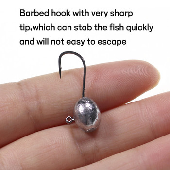 Bimoo 10 τμχ 2g/3g/4g/5g Jig Head Hook Oval Shape Baitholder Design Μαλακό σκουλήκι Bait Lure Γάντζος Jigging για Bass Perch