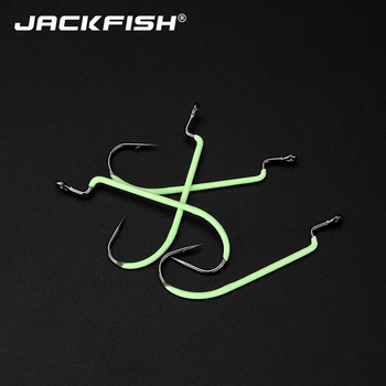 Светеща риболовна кука от високовъглеродна стомана JACKFISH #3-#3/0 10 бр./лот Риболовни куки Издръжлива остра кука Pesca, риболовни принадлежности