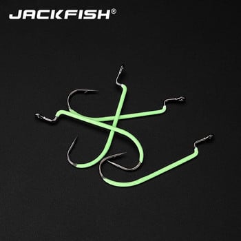 JACKFISH Φωτεινός γάντζος ψαρέματος από χάλυβα υψηλής περιεκτικότητας σε άνθρακα #3-#3/0 10 τμχ/παρτίδα Fishhooks Ανθεκτικό Pesca Sharp αγκαθωτό άγκιστρο Ψαρέμα